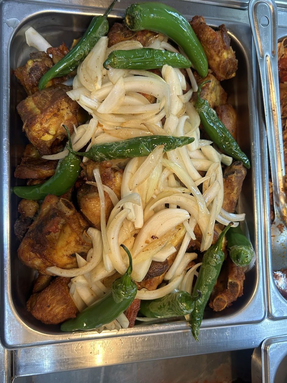 Fried Pork Ribs - Fried pork ribs with vegetables.