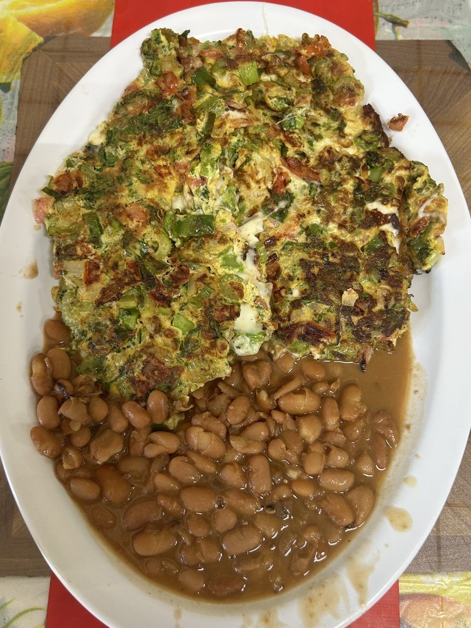 Egg Torta - Egg torta with vegetables and beans.